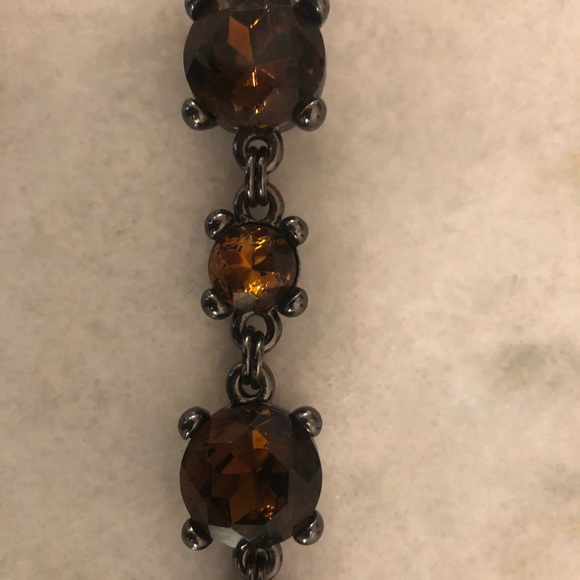 Gun metal bracelet with dark brown stones - Picture 2 of 3